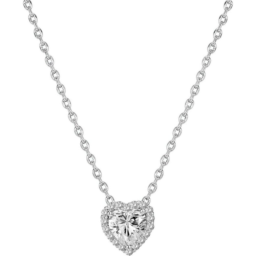 14K Gold Plated Post Faux Diamond Round Solitaire Pendant Halo Necklace | Gold N